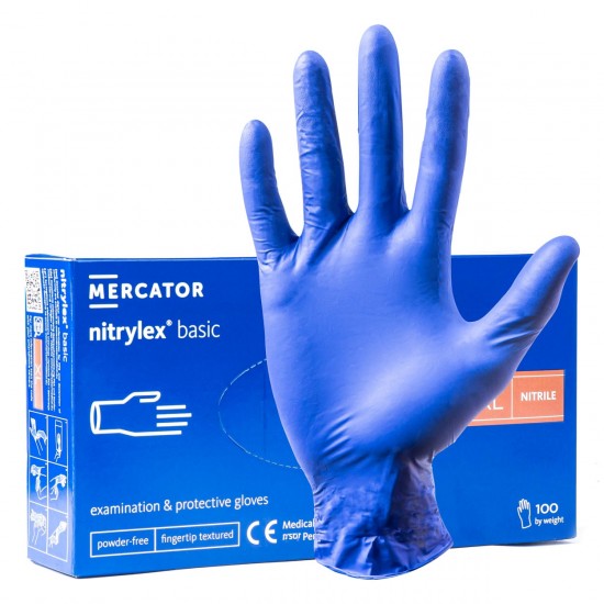 Amio - ΓΑΝΤΙΑ ΝΙΤΡΙΛΙΟΥ MERCATOR NITRYLEX BASIC ΣΕ ΜΠΛΕ ΧΡΩΜΑ X-LARGE (XL) - 100 ΤΕΜ. (MER02959/AM)