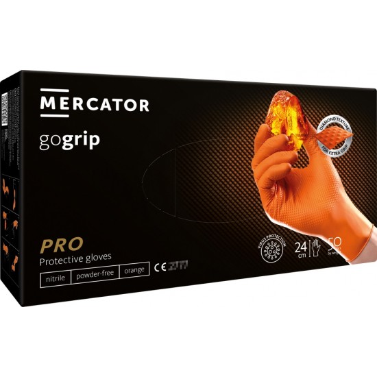 Amio - ΓΑΝΤΙΑ ΝΙΤΡΙΛΙΟΥ MERCATOR GOGRIP ΣΕ ΠΟΡΤΟΚΑΛΙ ΧΡΩΜΑ SMALL (S) - 50 ΤΕΜ. (MER20334/AM)