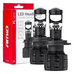 Amio - ΛΑΜΠΕΣ H4 PL-LENS SERIES 9>36V 60W 5.000K 3.800lm LED 2x4575 SMD CAN-BUS ΜΕ ΠΡΟΤΖΕΚΤΟΡΑ - 2 Τεμ. (03667/AM)