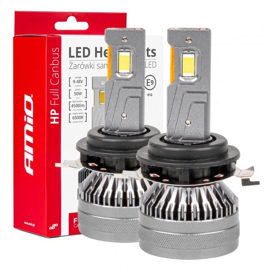 Amio - ΛΑΜΠΕΣ H7-1 9>48V 6.500K 4.500lm 50W HP SERIES LED CAN-BUS ΜΕ ΨΥΚΤΡΑ - 2 Τεμ. (03675/AM)