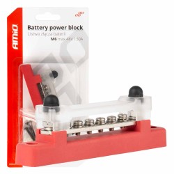 Amio - ΜΠΑΡΑ ΚΑΛΩΔΙΩΝ / ΤΕΡΜΑΤΙΚΟ 6 ΘΕΣΕΩΝ max 48V​ ΚΟΚΚΙΝΟ - 1 Τεμ. (03810/AM)
