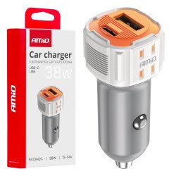 Amio - ΦΟΡΤΙΣΤΗΣ ΑΝΑΠΤΗΡΑ 12/24V ΜΕ 2 ΘΥΡΕΣ USB-C+USB 38W 5V/3AQC ΤΑΧΕΙΑΣ ΦΟΡΤΙΣΗΣ ΛΕΥΚΟΣ - 1 Τεμ. (03883/AM)