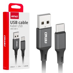 Amio - ΚΑΛΩΔΙΟ ΦΟΡΤΙΣΗΣ ΚΑΙ ΜΕΤΑΦΟΡΑΣ ΔΕΔΟΜΕΝΩΝ ΑΠΟ USB TYPE A ΣΕ USB TYPE C 200CM 2A ΜΑΥΡΟ - 1 ΤΕΜ. (03900/AM)