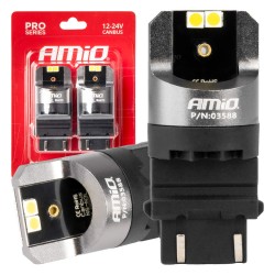 Amio - ΛΑΜΠΕΣ P27/7W 12/24V 6.000K 4SMD LED CAN-BUS ΛΕΥΚΑ PRO SERIES - 2 ΤΕΜ. (03588/AM)