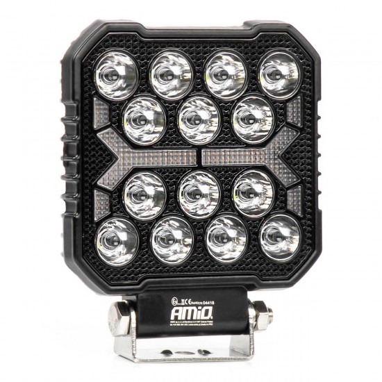 Amio - LED Λάμπα Εργασίας 42W 4200lm 6500K με Προειδοποιητικό Φως (Λευκό + Κίτρινο) – 9–36V Spot Αλουμινένια - 1 τεμ. - (04418/AM)