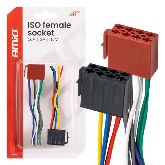 Amio - Φίσσα ISO Θηλυκή 12V έως 5A – CCA, Για Ηλεκτρικές & Φωτιστικές Εγκαταστάσεις Οχημάτων - 1 τεμ. (04444/AM)