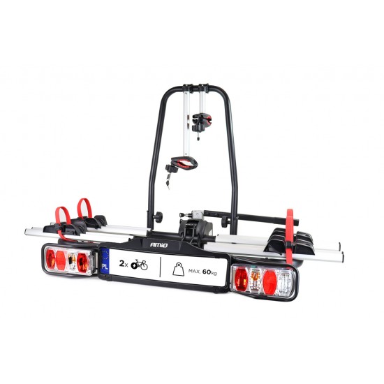 Amio – Βάση Ποδηλάτου Κοτσαδόρου TBC-02/2 για 2 E-Bike έως 60kg με Αναδίπλωση & Κλείδωμα για Ασφαλή Μεταφορά – 1 Τεμ. (02585/AM)