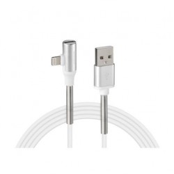ΚΑΛΩΔΙΟ USB ΦΟΡΤΙΣΗΣ ΚΑΙ ΑΝΤΑΠΤΟΡΑΣ ΑΚΟΥΣΤΙΚΩΝ APPLE (8 PIN) 90 ΜΟΙΡΩΝ IRON SILVER LINE (200 cm)