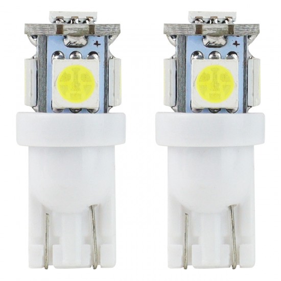 Amio - Λάμπες LED T10 W5W 12V W2.1x9.5d Λευκό Φως 5600K με 5 SMD 5050 chips Καρφωτές για Φώτα Θέσης Πινακίδας και Εσωτερικού Φωτισμού Αυτοκινήτου - 1 σετ (01284/AM)