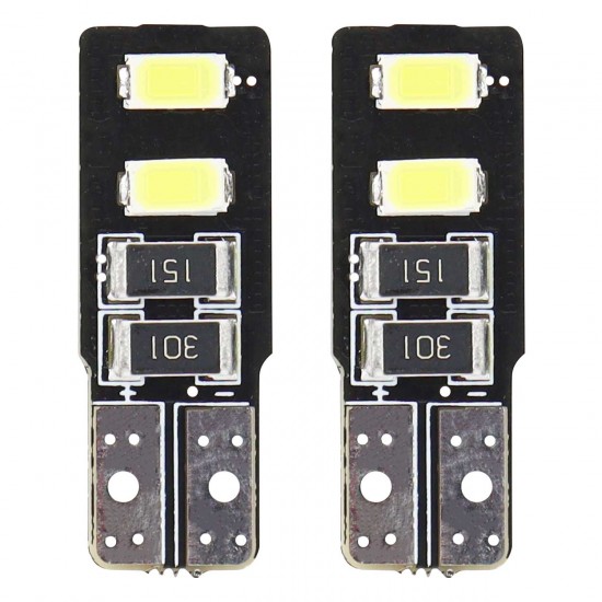 Amio – Λαμπάκια LED T10 W5W 12V 2W 5600K 4xSMD 5730 CANBUS Καρφωτά για Ισχυρό Λευκό Φωτισμό χωρίς Σφάλματα – Σετ 2 Τεμ. (01630/AM)