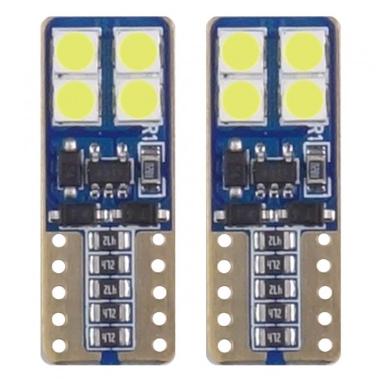 Amio – Λαμπάκια LED T10 W5W 12/24V 2W 5600K 8xSMD 2835 CANBUS Καρφωτά για Ισχυρό Λευκό Φωτισμό χωρίς Σφάλματα – Σετ 2 Τεμ. (01635/AM)
