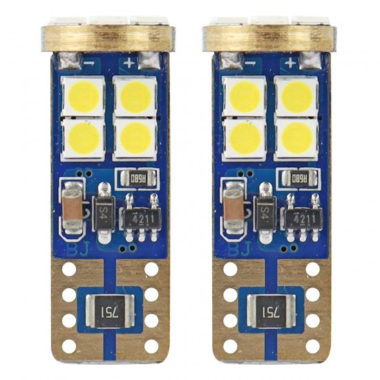 Amio – Λαμπάκια LED T10 W5W 12/24V 2.3W 5600K 12xSMD 2835 CANBUS Καρφωτά για Ισχυρό Λευκό Φωτισμό χωρίς Σφάλματα – Σετ 2 Τεμ. (01636/AM)