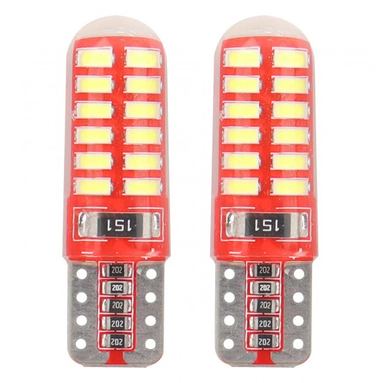 Amio – LED CANBUS T10 W5W 12V W2.1x9.5d 5600K 24xSMD 3014 Σιλικόνης Καρφωτό Λευκό για Φώτα Θέσης & Εσωτερικού Αυτοκινήτου – 2 Τεμ. (01444/AM)