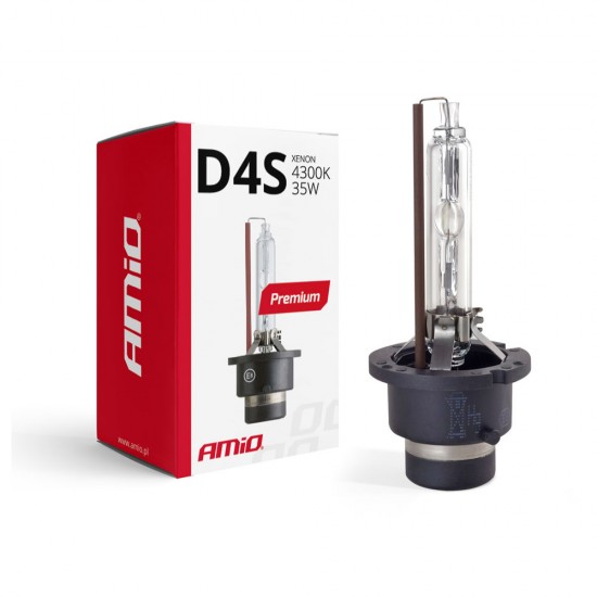 Amio - Λάμπα Xenon D4S 4300K 35W 12V Premium για αντικατάσταση εργοστασιακών και aftermarket xenon με φυσικό φωτισμό και σταθερή απόδοση χωρίς τροποποιήσεις - 1 Τεμ. (01980/AM)