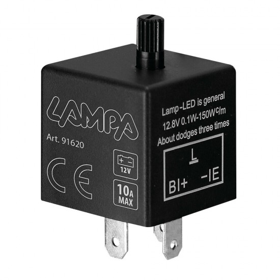 LED FLASHER (ΦΛΑΣΙΕΡΑ) TRIMMER ΗΛΕΚΤΡΟΝΙΚΟ ΓΙΑ LED ΦΛΑΣ 12V max 10A 3PIN LAMPA - 1 ΤΕΜ.