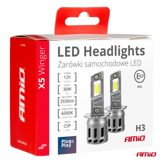 H3 12V 50W 6.000K 4200LM CSP LED CAN-BUS SERIES X5 WINGER 2ΤΕΜ. AMIO