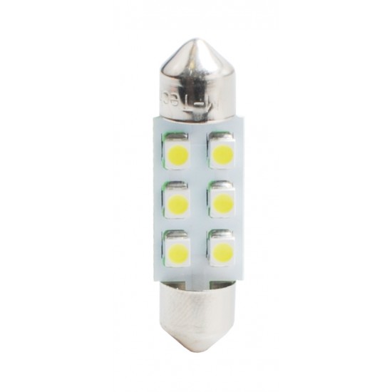 ΛΑΜΠΑΚΙΑ ΠΛΑΦΟΝΙΕΡΑΣ C5W/C10W 12V 0,48W SV8,5 36mm LED 6xSMD3528 ΛΕΥΚΟ 1ΤΕΜ.