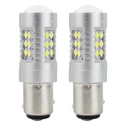 Amio – LED CANBUS P21/5W BA15d 12/24V 24xSMD 3030 6000K Λευκό για Φώτα Αυτοκινήτου & Φορτηγού – 2 Τεμ. (01438/AM)