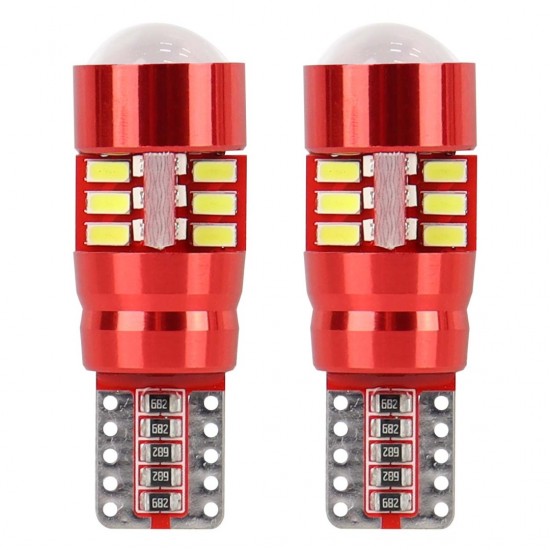 Amio – LED CANBUS T10 W5W 12V W2.1x9.5d 5600K 27xSMD 3014HP Καρφωτό Λευκό για Φώτα Θέσης & Εσωτερικού Αυτοκινήτου – 2 Τεμ. (01446/AM)