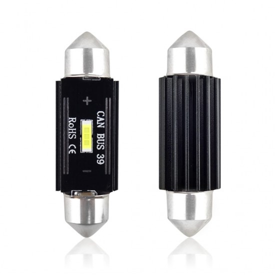 Amio - ΛΑΜΠΑΚΙΑ ΠΛΑΦΟΝΙΕΡΑΣ 39mm 12/24V 3,1W 5600K 1LED ULTRA BRIGHT CAN-BUS FESTOON (ΛΕΥΚΟ) - 2 ΤΕΜ. (02443/AM)