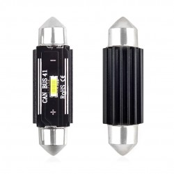 Amio - ΛΑΜΠΑΚΙΑ ΠΛΑΦΟΝΙΕΡΑΣ 41mm 12/24V 3,1W 5600K 1LED ULTRA BRIGHT CAN-BUS FESTOON (ΛΕΥΚΟ) - 2 ΤΕΜ. (02444/AM)