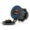 Amio - ΠΡΙΖΑ ΜΕ 2 ΘΥΡΕΣ USB ΚΑΙ ΚΑΠΑΚΙ 12/24V QUICK CHARGE 3.0 ΑΔΙΑΒΡΟΧΗ ΜΕ ΜΠΛΕ LED ΦΩΣ ΜΑΥΡΗ - 1 ΤΕΜ. (04218/AM)