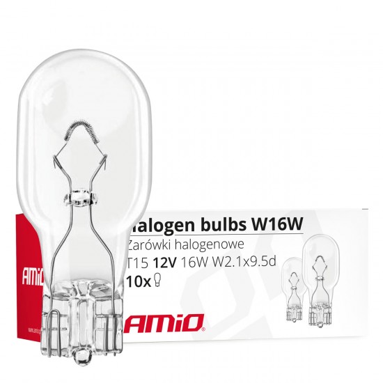 Amio - W16W 12V 16W W2,1x9,5d (ΚΑΡΦΩΤΟ ΑΚΑΛΥΚΟ) ΑΛΟΓΟΝΟΥ - 10ΤΕΜ. (02549/AM)