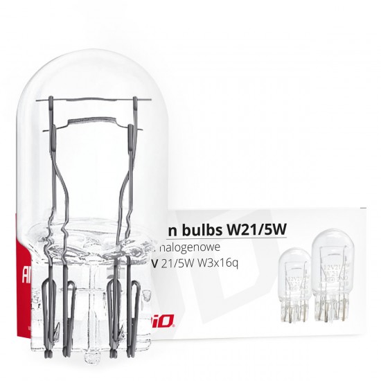 Amio - W21/5W (T20) 12V 21/5W W3x16q (ΚΑΡΦΩΤΟ ΑΚΑΛΥΚΟ) ΑΛΟΓΟΝΟΥ - 10 ΤΕΜ. (02552/AM)