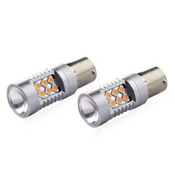 Amio - PY21W 12/24V 6.000k 0.54A - 6.48W 800lm LED 24xSMD3030 CAN-BUS ΠΟΡΤΟΚΑΛΙ 18x56mm -2 ΤΕΜ. (02580/AM)