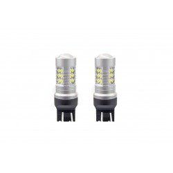 Amio - Λαμπτήρες LED τύπου W21/5W (T20 / 7443) για 12V & 24V ισχύος 6.2W με ψυχρό λευκό φως 5600K και 24 SMD 3030 CANBUS για αυξημένη ορατότητα πίσω φωτισμού - 1 Σετ (02126/AM)