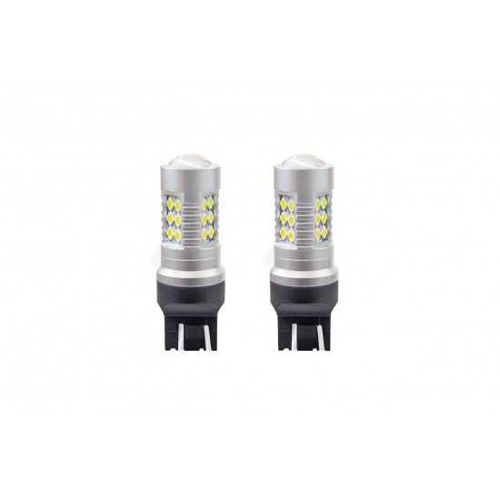 Amio - Λαμπτήρες LED τύπου W21/5W (T20 / 7443) για 12V & 24V ισχύος 6.2W με ψυχρό λευκό φως 5600K και 24 SMD 3030 CANBUS για αυξημένη ορατότητα πίσω φωτισμού - 1 Σετ (02126/AM)