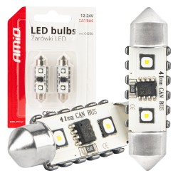 Amio - ΛΑΜΠΑΚΙΑ ΠΛΑΦΟΝΙΕΡΑΣ 41mm 12/24V C5W 5500K 12xSMD 3838 CAN-BUS FESTOON (ΛΕΥΚΟ) - 2 ΤΕΜ. (04250/AM)