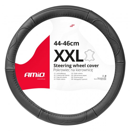 Amio - ΚΑΛΥΜΜΑ ΤΙΜΟΝΙΟΥ ΑΠΟ ΤΕΧΝΟΔΕΡΜΑ 44-46CM SWC-49-ΧΧL ΣΕ ΜΑΥΡΟ ΧΡΩΜΑ ΜΕ ΜΑΥΡΕΣ ΡΑΦΕΣ - 1 ΤΕΜ. (03554/AM)