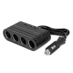 Amio - ΑΝΤΑΠΤΟΡΑΣ ΑΝΑΠΤΗΡΑ 12/24V 120W ΜΑΥΡΟΣ - 4 ΘΕΣΕΙΣ - 2xUSB-A + 1xUSB-C - ΚΑΛΩΔΙΟ 80cm - 1 Τεμ. (04367/AM)