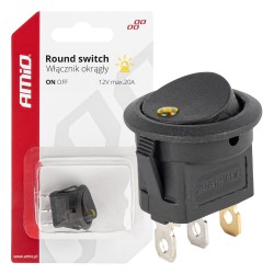 Amio - ΔΙΑΚΟΠΤΗΣ 12V ON/OFF ΣΤΡΟΓΓΥΛΟΣ ΜΕ 3 ΕΠΑΦΕΣ ΚΙΤΡΙΝΟ LED - 1 τεμ. (03962/AM)