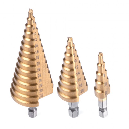 Amio - ΤΡΥΠΑΝΙΑ ΚΩΝΙΚΑ ΤΙΤΑΝΙΟΥ (HSS) 4-12mm/4-20mm/4-32mm - 3 TEM. (03271/AM)