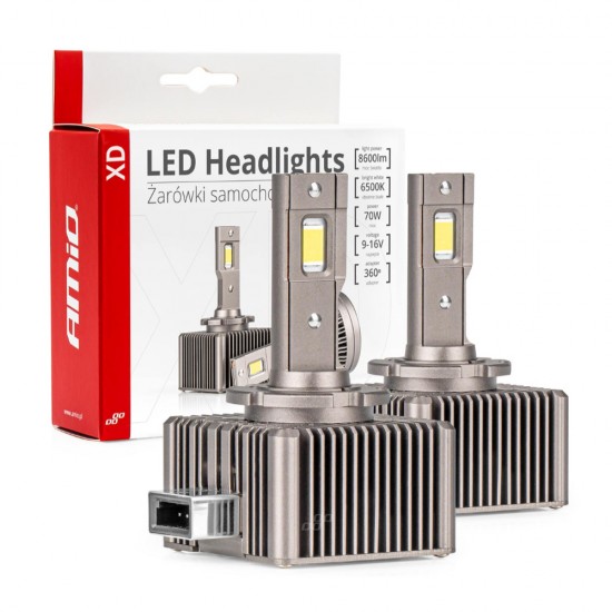 Amio - ΛΑΜΠΕΣ LED ΜΕ ΨΥΚΤΡΑ D1S/D1R 9-16V 70W 6.500K 8600lm XD SERIES - 2 ΤΕΜ. (03310/AM)
