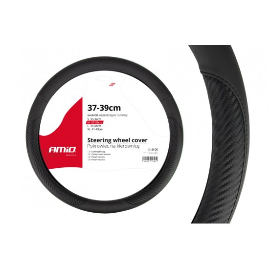 Amio - Κάλυμμα Τιμονιού 37-39cm SWC-17 Μαύρο/Carbon - Άνεση Οδήγησης & Βελτιωμένος Έλεγχος - 1 Τεμ (01694/AM)