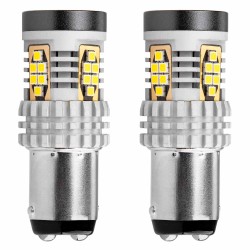 Amio - ΛΑΜΠΑΚΙΑ ΔΙΠΟΛΙΚΑ LED ΛΕΥΚΑ CAN-BUS P21/5w BAY15D 12/24V 24xSMD 3020 - 2 TEM. (02798/AM)