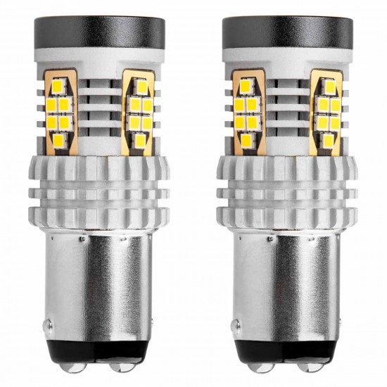 Amio - ΛΑΜΠΑΚΙΑ ΔΙΠΟΛΙΚΑ LED ΛΕΥΚΑ CAN-BUS P21/5w BAY15D 12/24V 24xSMD 3020 - 2 TEM. (02798/AM)