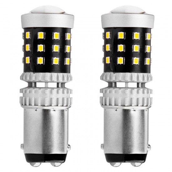 Amio - ΛΑΜΠΑΚΙΑ ΔΙΠΟΛΙΚΑ LED ΛΕΥΚΑ CAN-BUS P21/5w BAY15D 12/24V 39xSMD 2016 - 2 TEM. (02800/AM)