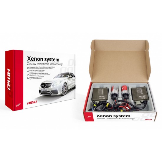 Amio - Kit Xenon Bi-Xenon H4-3 6000K 35W CANBUS 12/24V για ισχυρό φωτισμό δρόμου και καθαρή δέσμη χωρίς σφάλματα στο καντράν - 1 Σετ (01792/AM)