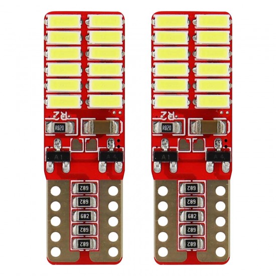Amio - Λάμπες LED T10 W5W Καρφωτές 12/24V 2.2W 5600K με 24 SMD 4014 CANBUS για Φώτα Θέσης Πινακίδας & Εσωτερικού Φωτισμού με Ισχυρό Λευκό Φως και Χωρίς Σφάλματα - 1 Σετ (01287/AM)