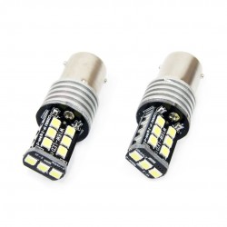 Amio - Λάμπες P21W 1156 LED 12/24V 7.5W 6000K 800lm 15SMD 2835 Canbus Λευκό Φως για Φώτα Όπισθεν Φλας και Ημέρας Αυτοκινήτου - 2 τεμ. (01293/AM)