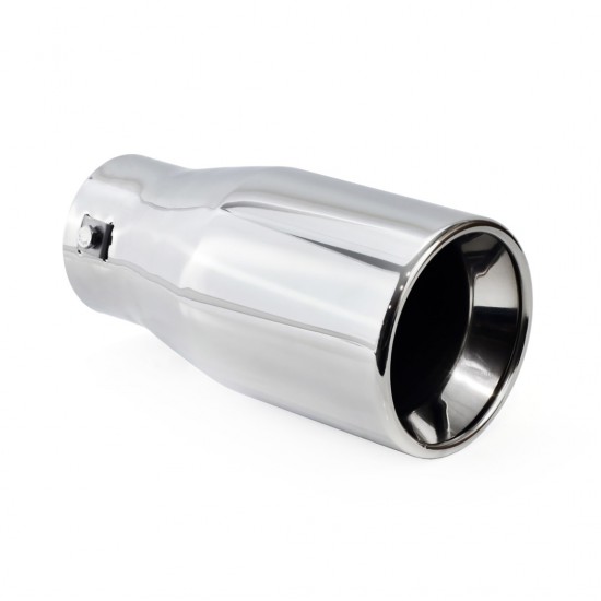 Amio - Άκρο Εξάτμισης MT-018 Στρογγυλό Inox για Απολήξεις 50-65mm από Ανοξείδωτο Χάλυβα για Βελτίωση Εμφάνισης και Ήχου Αυτοκινήτου - 1 τεμ. (01318/AM)