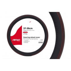Amio - Κάλυμμα Τιμονιού 37/39cm Μαύρο με Κόκκινη Ραφή Σειρά SWC-01 για Τιμόνι Οχήματος - 1 τεμ. (01355/AM)