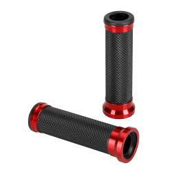 ΧΕΡΟΥΛΙΑ MOTO ALU GRIP  ΜΑΥΡΟ/ΚΟΚΚΙΝΟ ΧΡΩΜΑ 22mm+25mm 12cm LAMPA - 2 τεμ.