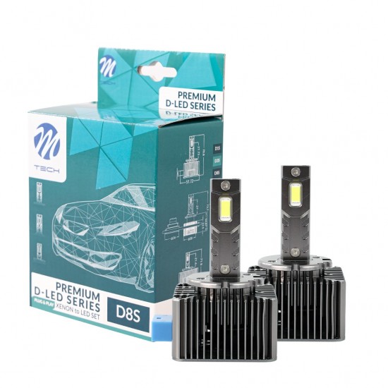 ΛΑΜΠEΣ LED D8S 12V PK32d-1 6000K 8.400lm 35W D-SERIES PLUG&PLAY KIT CAB-BUS ΜΕ ΑΝΕΜΙΣΤΗΡΑΚΙ M-TECH - 2 ΤΕΜ.