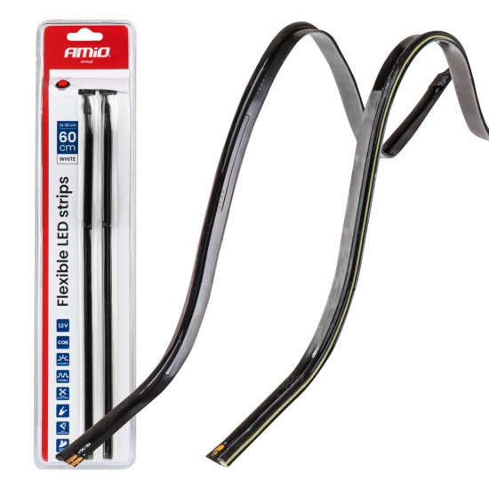 Amio – Ταινία LED COB 12V Λευκή 2x30cm Flexible Πλαϊνού Φωτισμού για Σήμανση & Καθαρό Φως – Σετ 2 Τεμ. (04575/AM)