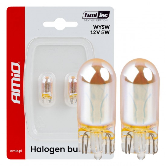 Amio – Λάμπες Αλογόνου WY5W W2.1x9.5d Καρφωτές 12V 5W Πορτοκαλί Lumitec για Φλας & Καθαρή Σήμανση – Σετ 2 Τεμ. (04626/AM)